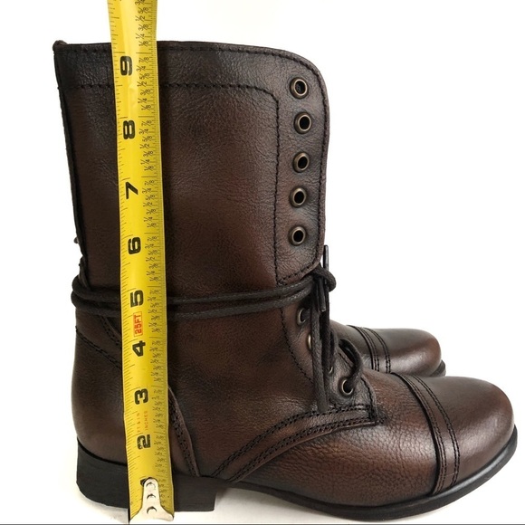 Steve Madden Brown Leather Troopa Combat Boots Sz 8.5 - Picture 7 of 8
